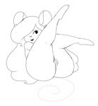  2017 3_toes anthro big_butt big_thighs biped buckteeth butt curled_tail digital_drawing_(artwork) digital_media_(artwork) eyelashes female front_view full-length_portrait hair hair_over_eye leaning leaning_back legs_up long_hair long_tail looking_away lying mammal mouse mouse_(scribs03) nude on_back open_mouth open_smile pink_tail portrait presenting presenting_pussy pussy restricted_palette rodent scribs03 simple_background smile solo teeth thin_tail toes white_background 