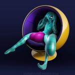  3d_(artwork) android balls better_version_at_source big_balls bulge clothed clothing digital_media_(artwork) edit girly green_skin huge_balls hyper hyper_balls long_ears looking_up machine male pants purple_eyes robot seat slim solo stripes topless underwear url voxell voxell_voxell 