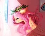  2018 equine feathered_wings feathers female feral fluttershy_(mlp) freckles friendship_is_magic hair hi_res inside long_hair looking_at_viewer mammal miokomata my_little_pony pegasus smile solo wings 