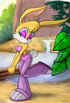  anthro breasts bunnie_rabbot chadthecartoonnut cleavage clothed clothing cybernetics cyborg female green_eyes hair hi_res lagomorph looking_at_viewer machine mammal rabbit solo sonic_(series) 