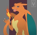  ambiguous_gender charizard digital_drawing_(artwork) digital_media_(artwork) feral fire membranous_wings minerea nintendo open_mouth pok&eacute;mon pok&eacute;mon_(species) simple_background smile solo suggestive teeth tongue video_games wings 