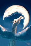  ambiguous_gender aquasixio black_eyes digital_media_(artwork) digital_painting_(artwork) feral giraffe mammal moon solo 