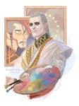  artist_name dated drawing ge'els grey_hair isist male_focus paintbrush pointy_ears simple_background solo the_witcher the_witcher_3 white_background yellow_eyes 