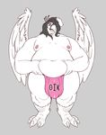  anthro avian belly big_belly big_bulge boosterpang bulge clothing looking_at_viewer male nipples open_mouth overweight smile solo standing theta_iota_kappa underwear 