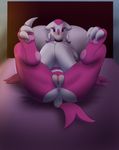  anglo anthro bed bed_covers bedding bedroom blush butt female hi_res looking_at_viewer lying mienshao nintendo on_back pillow plump_labia pok&eacute;mon pok&eacute;mon_(species) presenting presenting_pussy pussy pussy_juice smug solo video_games waiting 
