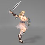  1girl 3d armor blonde_hair breasts large_breasts namco nipples rochestedorm shield sophitia_alexandra soul_calibur sword toes 