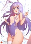  :o animal_ears blush bodypaint bow bowtie breasts bunny_ears bunny_tail commentary_request cowboy_shot detached_collar dissolving_clothes erina_(rabi-ribi) eyes_visible_through_hair hair_between_eyes long_hair looking_at_viewer medium_breasts navel nipples nude open_mouth painted_clothes patreon_logo patreon_username purple_eyes purple_hair rabi-ribi red_neckwear single_thighhigh solo tail thighhighs very_long_hair waero white_legwear wrist_cuffs 