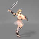  3d areolae armor breasts gigantic_breasts namco nipples rochestedorm sandals shield sophitia_alexandra soul_calibur sword toes 