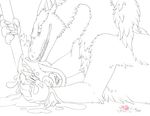  2014 dragon drinking epicwang forced fumei licking licking_lips macro micro micro_on_macro monochrome pentalis sergal shrinking size_difference syringe teeth tongue tongue_out 