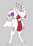  anthro big_breasts bikini boosterpang breasts canine clothing dickgirl huge_breasts huge_bulge hybrid intersex looking_at_viewer mammal muscular_dickgirl nipple_bulge smile solo standing swimsuit thick_thighs water_pistol 