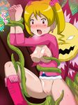  1girl anal artist_request blonde_hair blossomon bondage boots breast_grab censored creature curvy digimon digimon_xros_wars erect_nipples female forced no_panties penetration pussy rape saliva shiny shiny_skin smile solo_focus suzaki_airu sweat tentacle 