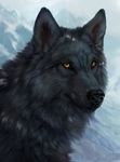  2018 black_fur black_nose brown_eyes canine day detailed_background digital_media_(artwork) feral fur mammal outside solo whiskers wolf wolnir 