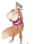  2017 angry anthro big_breasts biped bra breasts brown_eyes brown_fur brown_nose brown_tail canine cheek_tuft cleavage clothed clothing countershade_face countershade_torso countershading digital_drawing_(artwork) digital_media_(artwork) dipstick_tail ears_back female fennec fluffy fluffy_tail fox front_view frown frustrated full-length_portrait fur hair hands_behind_back hi_res huge_breasts inner_ear_fluff legwear long_hair long_tail looking_away mammal multicolored_fur multicolored_tail neck_tuft omari panties plantigrade portrait purple_bottomwear purple_clothing purple_topwear scowl sharp_teeth simple_background slim small_waist socks solo standing tan_countershading tan_fur tan_hair tan_tail teeth tight_clothing tuft two_tone_fur two_tone_tail underwear undressing white_background 
