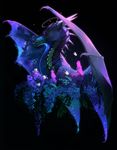  2017 ambient_butterfly ambiguous_gender arthropod black_background blue_scales butterfly clockbirds cosmic_wings dragon feral flower horn insect membranous_wings plant purple_eyes purple_scales purple_theme scales scalie simple_background sitting solo western_dragon wing_claws wings 