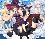  animal_ears cleavage cosmic_cute dress muutsuki pointy_ears sword tail thighhighs unjou_no_fairy_tale witch 
