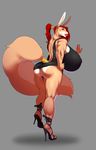  anthro benji big_breasts big_butt big_lips boosterpang breasts butt clothed clothing equine female footwear hi_res high_heels huge_breasts hyper hyper_breasts lips looking_at_viewer looking_back mammal muscular muscular_female shoes solo 