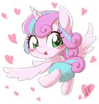  &lt;3 2017 baby blush cute diaper equine eyelashes feathered_wings feathers female flurry_heart_(mlp) friendship_is_magic green_eyes hair horn japanese_text looking_at_viewer looking_back makeup mammal mascara multicolored_hair my_little_pony open_mouth signature simple_background solo suspended_in_midair text two_tone_hair white_background winged_unicorn wings yanamosuda young 