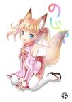  :d animal_ear_fluff animal_ears bangs bare_shoulders bell between_legs black_footwear blonde_hair blue_eyes blush bow chize commentary_request detached_sleeves eyebrows_visible_through_hair fang fingernails fox_ears fox_girl fox_tail full_body hair_bell hair_ornament hair_ribbon hairclip hand_between_legs jingle_bell kemomimi_oukoku_kokuei_housou long_hair long_sleeves looking_at_viewer mikoko_(kemomimi_oukoku_kokuei_housou) navel open_mouth pink_bow pleated_skirt red_bow red_ribbon red_skirt ribbon sidelocks sitting skirt smile solo tail thighhighs twintails virtual_youtuber wariza white_background white_legwear wide_sleeves zouri 