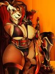  anthro armor bear big_breasts breasts butt claws clothed clothing digital_media_(artwork) female fur hair hi_res legwear looking_at_viewer mammal melee_weapon nipples nude open_mouth panda pandaren presenting pussy red_panda smile solo starberyl_(artist) sword thick_thighs thong underwear video_games voluptuous warcraft weapon 