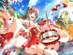  bang_dream! blue_eyes blush brown_hair drums hakama miko music new_year short_hair sky yamato_maya 