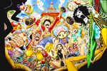  bare_arms bare_shoulders black_eyes black_hair blonde_hair breasts brook brown_eyes clouds cyborg franky green_hair guitar happy holding jumping large_breasts monkey_d_luffy multiple_boys multiple_girls nami_(one_piece) navel nico_robin one_piece open_mouth orange_hair outdoors outside party reindeer roronoa_zoro sanji sitting skeleton sky smile stomach sunglasses sunglasses_on_head tagme teeth thick_thighs thighs together tongue tony_tony_chopper usopp 
