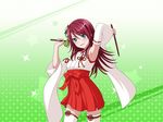  armpits bang_dream! blush green_eyes long_hair miko red_hair skirt smile udagawa_tomoe 
