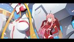  bodysuit breasts darling_in_the_frankxx green_eyes headband horns long_hair mecha pink_hair reisun001 zero_two 