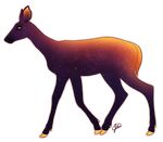  alcinda alpha_channel cervine cosmic_fur deer female feral fur hooves mammal orange_eyes orange_fur purple_fur side_view simple_background solo standing transparent_background 