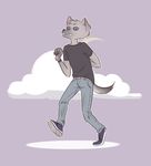  animated anthro blush canine clothed clothing cloud dancing footwear fur hair hi_res male mammal sheenny shoes solo standing 