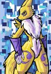  armwear blue_eyes canine clothing digimon digital_media_(artwork) elbow_gloves female fox fur gloves mammal manpersonguy mrease renamon solo tuft white_fur yellow_fur 