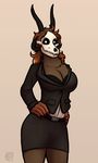  2017 anthro big_breasts breasts canine clothed clothing fangs female fur hi_res highlights kea_(artist) malo_0.9 mammal monster multicolored_fur red_highlights scp-1471 scp_foundation simple_background skull_mask solo 