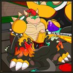  2017 anthro bound bowser briefs clothing digital_media_(artwork) dragon english_text glowing glowing_eyes goo hair hi_res horn invalid_tag jack_dragon_(character) koopa male mammal mario_bros mind_control nintendo notkastar_(artist) penis scalie sex shiny smile solo spikes teeth text underwear underwear_aside underwear_sex video_games 