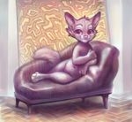  anthro canine covering covering_self female fox fur hybrid inside mammal nude purple_eyes purple_fur sofa solo wolf xepxyu 