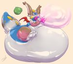  2016 3_fingers 3_toes animate_inanimate anthro belly big_belly bubble bubble_bobble bubble_dragon claws digital_drawing_(artwork) digital_media_(artwork) dinosaur dragon final_fantasy hi_res hyper hyper_belly hypnosis inflatable living_inflatable male mammal membranous_wings mind_control moogle nude open_mouth rubber scalie shiny simple_background solo spiral spiral_eyes square_enix stormdragonblue taito toes tongue tongue_out transformation trouffee video_games wings 