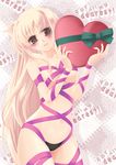  blonde_hair breasts brown_eyes fate_testarossa frapowa heart large_breasts long_hair lyrical_nanoha mahou_shoujo_lyrical_nanoha_strikers naked_ribbon navel nipples ribbon solo valentine 