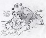  bear brother_bear chubby crossover dialog disney feline gay kenai male mammal mascots plain_background sex surprise tbfm tbfmoldart text tiger tony_the_tiger white_background 