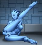  asari blue_eyes blue_theme breasts catthouse female fingering hindpaw liara_t&#039;soni liara_t'soni mass_effect masturbation navel nipples not_furry nude oni oni_(artist) paws pussy pussy_juice raised_leg solo spread_legs spreading 