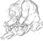  ambiguous_gender breath_of_the_wild clothed clothing duo from_behind_(disambiguation) hinox humanoid interspecies kneeling lying male mammal moblin monster nintendo on_front partially_clothed porcine rough_sex sex sketch the_legend_of_zelda unknown_artist video_games 