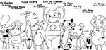  anthro bell black_and_white bow_tie caprine clothing colt_(weaver) cute elephant ellie_the_elephant equine eyewear feline female giraffe glasses goat group half-closed_eyes hippopotamus horse lagomorph lilly_goat looking_at_viewer male mammal monochrome mr._bun-bun mr._sheep mrs._pig ms._tiger nurse nurse_giraffe pig plushie porcine princess_hippo rabbit sheep smile the_weaver tiger toy toybox_pals tutu 