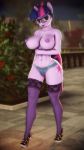  anthro big_breasts breasts clothed clothing dashie116 equine eyewear female footwear friendship_is_magic glasses hi_res high_heels horn legwear mammal my_little_pony outside panties shoes stockings topless twilight_sparkle_(mlp) underwear unicorn wide_hips 