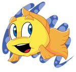  2017 alpha_channel blue_eyes digital_drawing_(artwork) digital_media_(artwork) fish freddi_fish freddi_fish_(series) halabaluu hi_res humongous_entertainment marine open_mouth open_smile scales signature simple_background smile transparent_background yellow_scales 