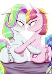  &lt;3 &lt;3_eyes 2017 absurd_res animal_genitalia animal_pussy anus bed blue_eyes blush butt clitoral_winking clitoris coconut_cream_(mlp) cub cutie_mark dock duo equine_pussy eye_contact eyebrows eyelashes female female/female friendship_is_magic fur hair hand_on_butt hi_res love makeup mascara multicolored_hair my_little_pony nude open_mouth puffy_anus pussy signature simple_background sitting text toola_roola_(mlp) two_tone_hair white_background wolfmask yellow_eyes young 