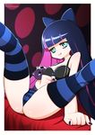  aqua_eyes artist_name blue_hair bow bra cameltoe hair_bow honekoneko_(psg) licking_lips long_hair looking_at_viewer multicolored_hair nail_polish neocoill official_style panties panty_&amp;_stocking_with_garterbelt patreon_username pink_hair purple_nails solo spread_legs stocking_(psg) striped striped_legwear striped_panties stuffed_animal stuffed_cat stuffed_toy thighhighs tongue tongue_out underwear 