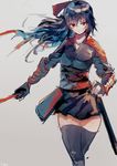  absurdres black_hair commentary_request highres irikawa katana long_hair raven_branwen red_eyes rwby sketch solo sword thighhighs unsheathed weapon 