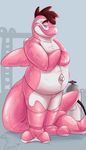  2016 animate_inanimate anthro binturongboy brown_hair cetacean cosmo_(binturongboy) digital_drawing_(artwork) digital_media_(artwork) featureless_crotch gas_tank hair hi_res inflatable living_inflatable long_tail looking_at_viewer male mammal marine nozzle nude orca pool_toy rubber shiny simple_background smile solo standing whale 