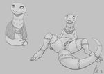 2018 albino anthro anus crusch_lulu digitigrade eyelashes female flat_chested greyscale jewelry lizard lying markings monochrome necklace nude on_back open_mouth overlord overlord_(series) presenting presenting_pussy pussy reptile scalie simple_background solo soundi spread_legs spreading tattoo tribal_tattoo white_skin 