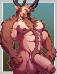  2018 5_fingers abs anthro antlers areola arm_hair armpit_hair balls beard bedroom_eyes beige_penis biceps big_balls big_biceps big_pecs big_penis body_hair brown_eyes brown_fur brown_hair brown_nipples brown_nose brown_skin cervine chest_hair chest_tuft deer erection eyebrows facial_hair front_view fur hair hairy half-closed_eyes happy_trail horn huge_balls huge_penis humanoid_hands humanoid_penis knuxlight leg_hair long_penis looking_at_viewer male mammal manly multicolored_skin muscular muscular_male nipples nude open_mouth partially_retracted_foreskin pecs penis portrait pubes quads seductive simple_background solo standing tan_balls tan_skin teeth thick_penis three-quarter_portrait tuft uncut vein veiny_penis 