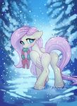  cutie_mark equine feathered_wings feathers female feral fluttershy_(mlp) friendship_is_magic hair hooves imanika long_hair mammal mouth_hold my_little_pony pegasus pink_hair snow solo teal_eyes wings wreath 