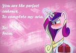  2017 abstract_background anticularpony blush collar english_text equine female feral friendship_is_magic gift hair holidays horn jewelry levitation magic mammal multicolored_hair my_little_pony necklace princess_cadance_(mlp) purple_eyes solo text unicorn valentine&#039;s_day 