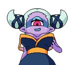  akai_(ugokashitari) animated animated_gif blinking bouncing_breasts breasts cyclops from_below fuumin_(youkai_watch) large_breasts looking_at_viewer monster_girl one-eyed pink_eyes pixel_art pointy_ears purple_skin solo transparent_background youkai youkai_watch 